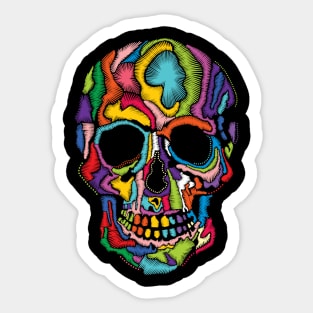 Skull embroidery Effect Mex Art Sticker